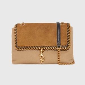 Rebecca Minkoff Edie Flap Shoulder Bag w/ Woven Chain - Canvas